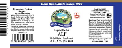 Photo of the Nature's Sunshine ALJ label