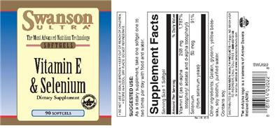 Photo of the Swanson Ultra Vitamin E & Selenium label