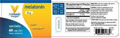 Photo of the The Vitamin Shoppe Melatonin 3 mg label