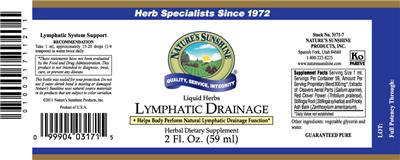 Photo of the Nature's Sunshine Lymphatic Drainage label