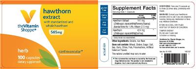 Photo of the The Vitamin Shoppe Hawthorn Extract 565 mg label