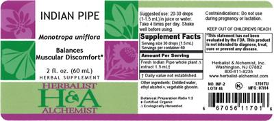 Photo of the Herbalist & Alchemist Indian Pipe label