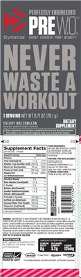 Photo of the Dymatize Pre W.O. Cherry Watermelon label