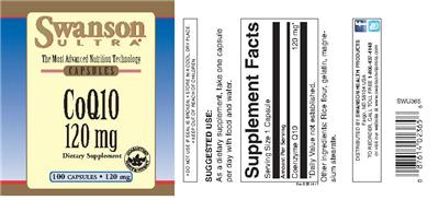 Photo of the Swanson Ultra CoQ10 120 mg label