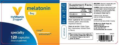 Photo of the The Vitamin Shoppe Melatonin 3 mg label