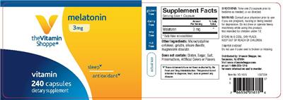 Photo of the The Vitamin Shoppe Melatonin 3 mg label