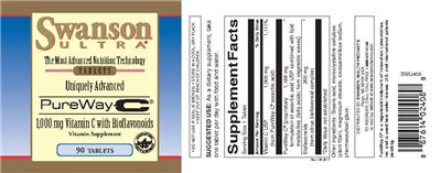 Photo of the Swanson Ultra PureWay-C 1,000 mg Vitamin C with Bioflavonoids label