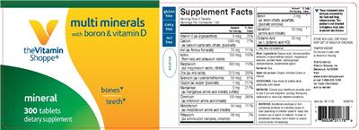 Photo of the The Vitamin Shoppe Multi Minerals with Boron & Vitamin D label