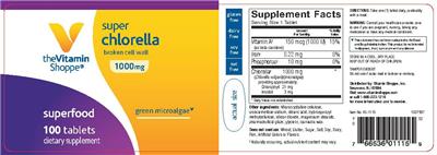 Photo of the The Vitamin Shoppe Super Chlorella 1000 mg label