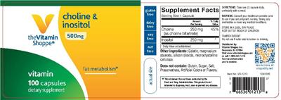 Photo of the The Vitamin Shoppe Choline & Inositol 500 mg label