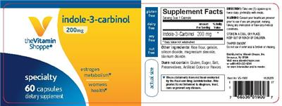 Photo of the The Vitamin Shoppe Indole-3-Carbinol 200 mg label