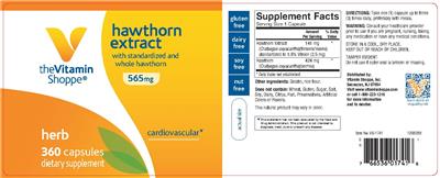 Photo of the The Vitamin Shoppe Hawthorn Extract 565 mg label