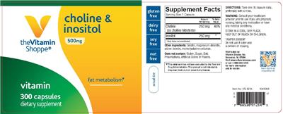Photo of the The Vitamin Shoppe Choline & Inositol 500 mg label
