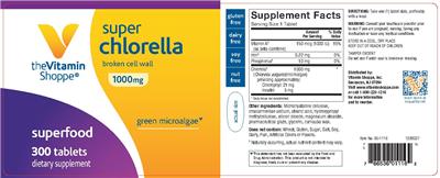 Photo of the The Vitamin Shoppe Super Chlorella 1000 mg label