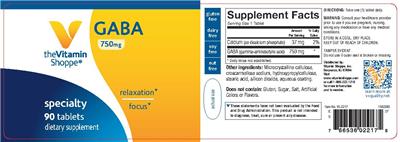 Photo of the The Vitamin Shoppe GABA 750 mg label