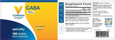 Photo of the The Vitamin Shoppe GABA 750 mg label
