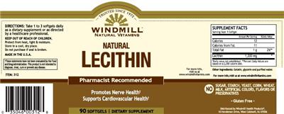 Photo of the Windmill Natural Vitamins Natural Lecithin label
