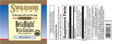 Photo of the Swanson Ultra BetaRight Beta Glucans label