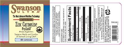Photo of the Swanson Ultra Zinc Carnosine label