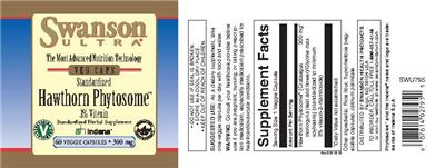 Photo of the Swanson Ultra Hawthorn Phytosome 300 mg label