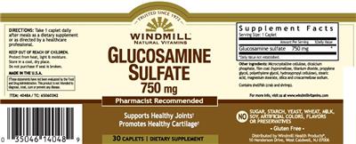 Photo of the Windmill Natural Vitamins Glucosamine Sulfate 750 mg label