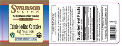 Photo of the Swanson Ultra Triple Iodine Complex 12.5 mg label