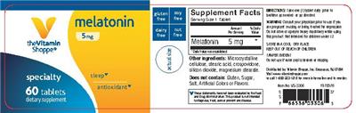 Photo of the The Vitamin Shoppe Melatonin 5 mg label