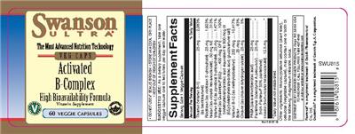 Photo of the Swanson Ultra Activated B-Complex High Bioavailability Formula label