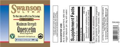 Photo of the Swanson Ultra Maximum-Strength Quercetin 800 mg label