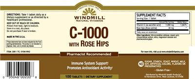 Photo of the Windmill Natural Vitamins C-1000 with Rose Hips label
