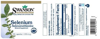 Photo of the Swanson Premium Brand Selenium 100 mcg label