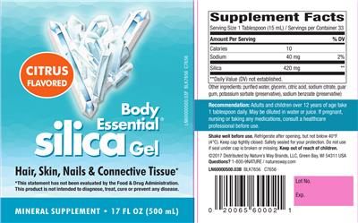 Photo of the Body Essential Silica Gel Citrus Flavored label