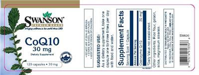 Photo of the Swanson Premium Brand CoQ10 30 mg label