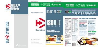 Photo of the Dymatize ISO100 Hydrolyzed Vanilla label