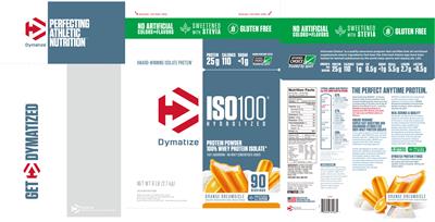 Photo of the Dymatize ISO100 Hydrolyzed Orange Dreamsicle label