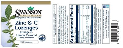 Photo of the Swanson Premium Brand Zinc & C Lozenges label