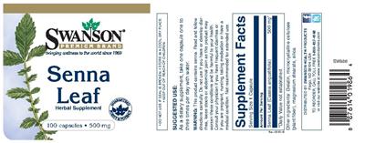 Photo of the Swanson Premium Brand Senna Leaf 500 mg label