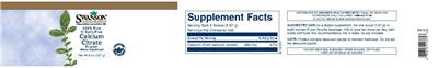 Photo of the Swanson Premium Brand 100% Pure & Dairy-Free Calcium Citrate label