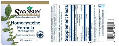 Photo of the Swanson Premium Brand Homocysteine Formula label