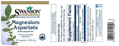 Photo of the Swanson Premium Brand Magnesium Aspartate 685 mg label