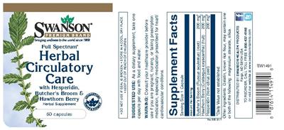 Photo of the Swanson Premium Brand Full Spectrum Herbal Circulatory Care label