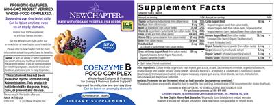 Photo of the New Chapter Coenzyme B Food Complex label
