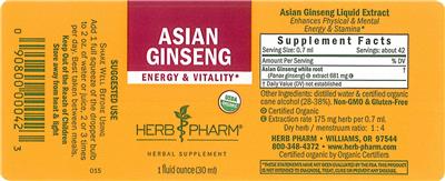 Photo of the Herb Pharm Asian Ginseng label