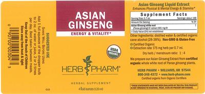 Photo of the Herb Pharm Asian Ginseng label