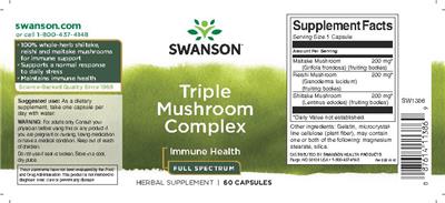 Photo of the Swanson Triple Mushroom Complex Full Spectrum label