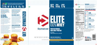 Photo of the Dymatize Elite 100% Whey Snickerdoodle label