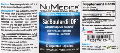 Photo of the NuMedica SacBoulardii DF label