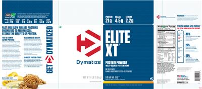 Photo of the Dymatize Elite XT Banana Nut label