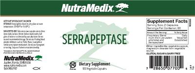 Photo of the NutraMedix Serrapeptase label
