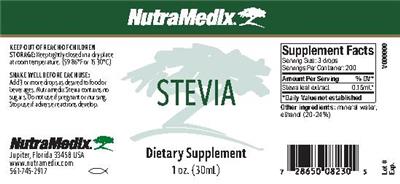 Photo of the NutraMedix Stevia label
